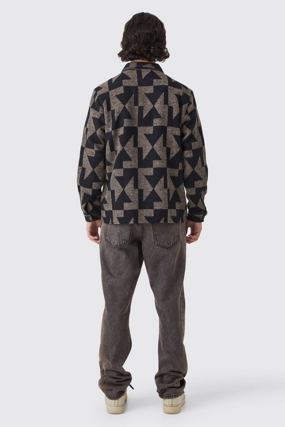 Overshirt mit geometrischem Print und Reißverschluss