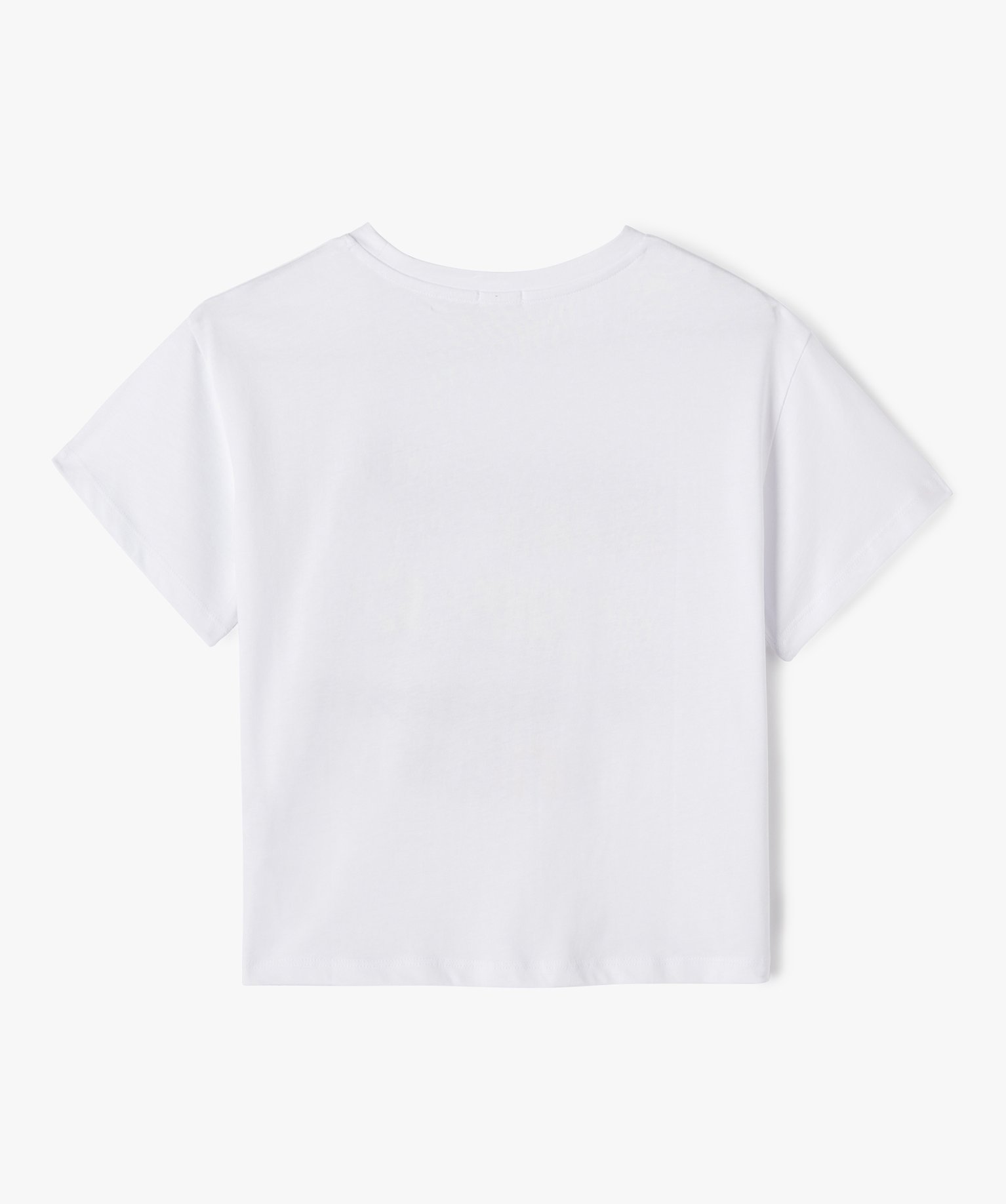 Tee-shirt ample et court à manches courtes imprimé fille blanc | GEMO