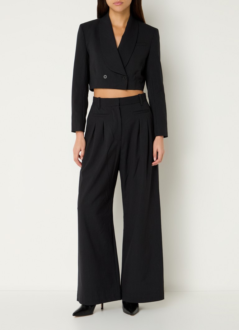 MUNTHE Silvie cropped blazer with stripe print