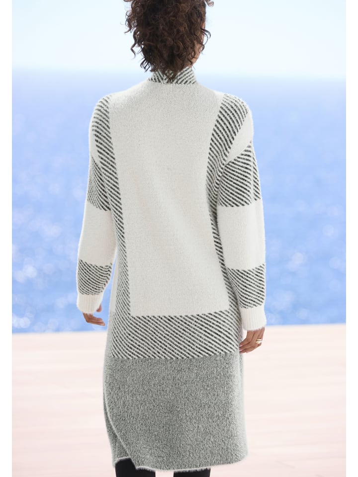 LASCANA Longstrickjacke in creme-schwarz günstig kaufen