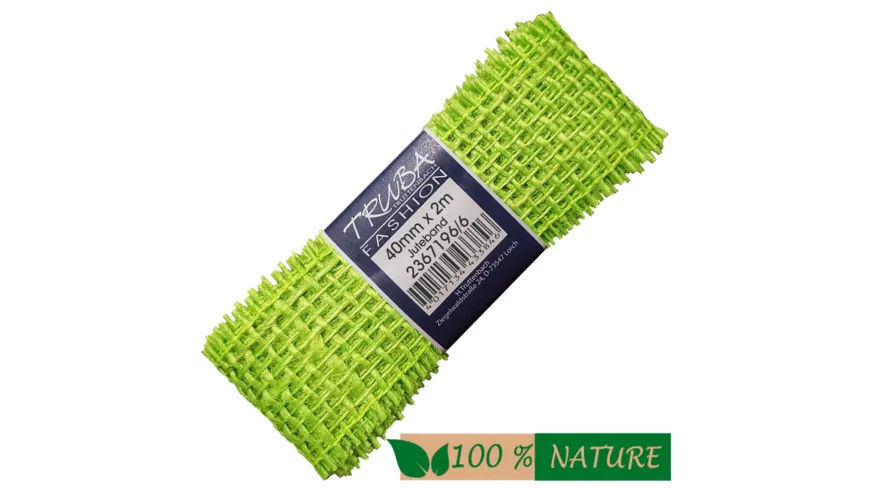 TRUBA 100% Natur Juteband hellgrün 2 m