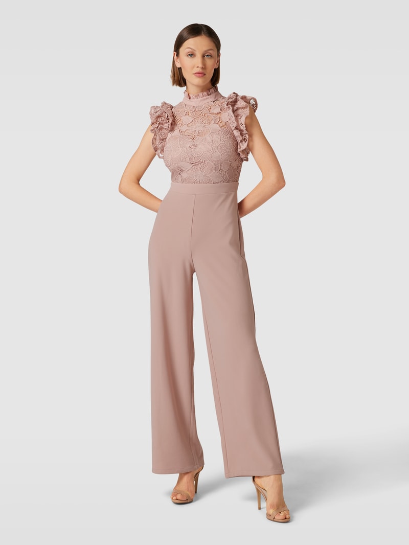 Jumpsuit mit Volantärmeln in rosé