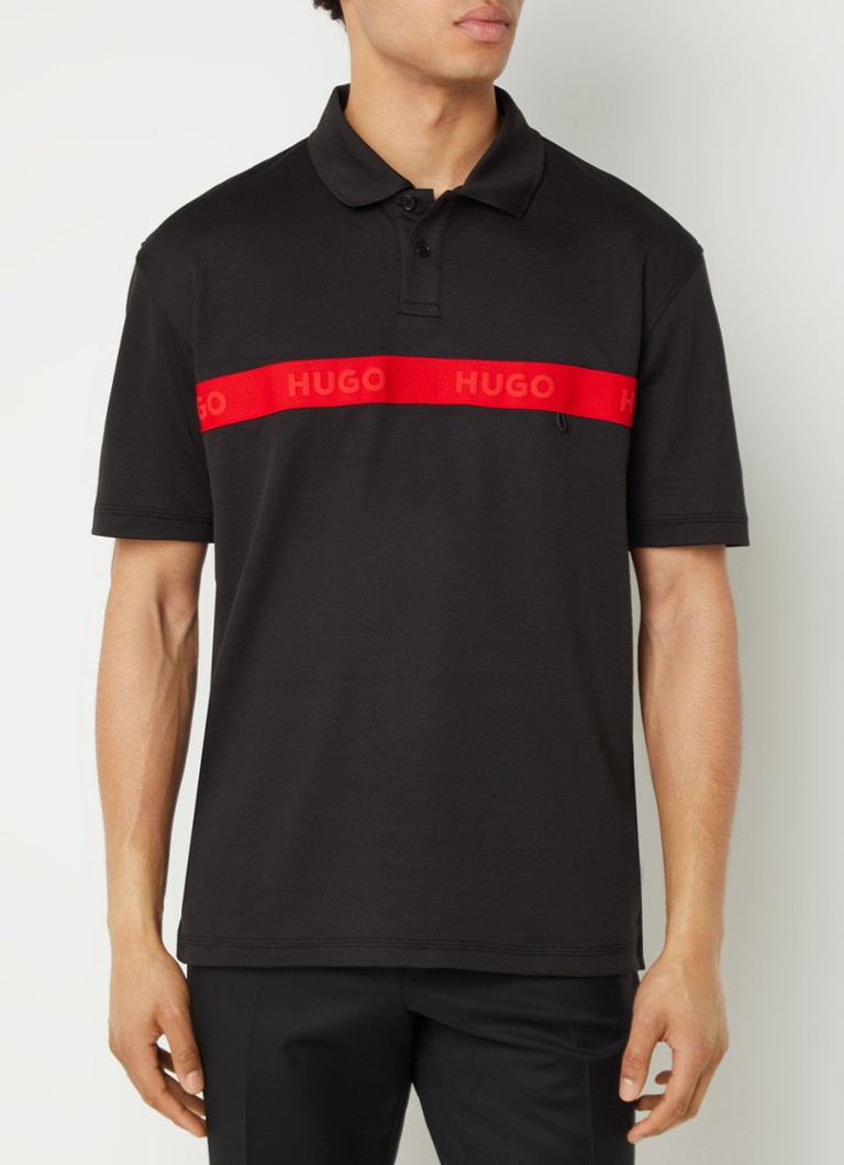 Polo HUGO BOSS Decolo de corte regular com logotipo