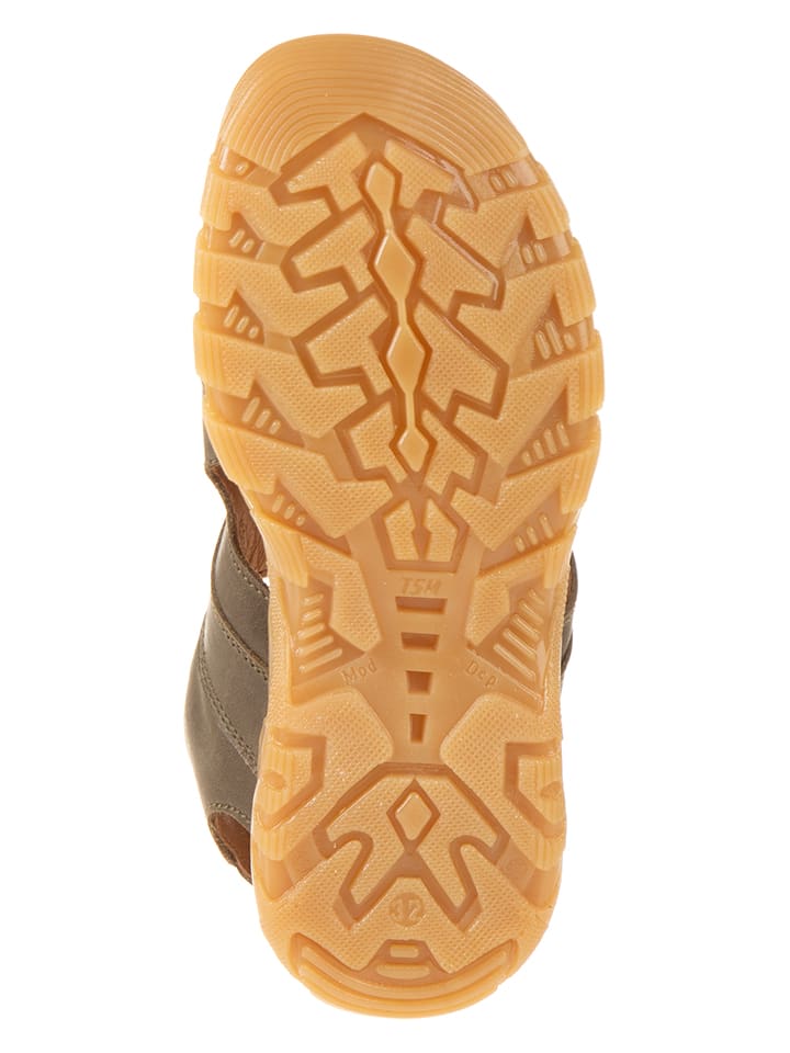 POM POM Leder-Sandalen in Khaki günstig kaufen