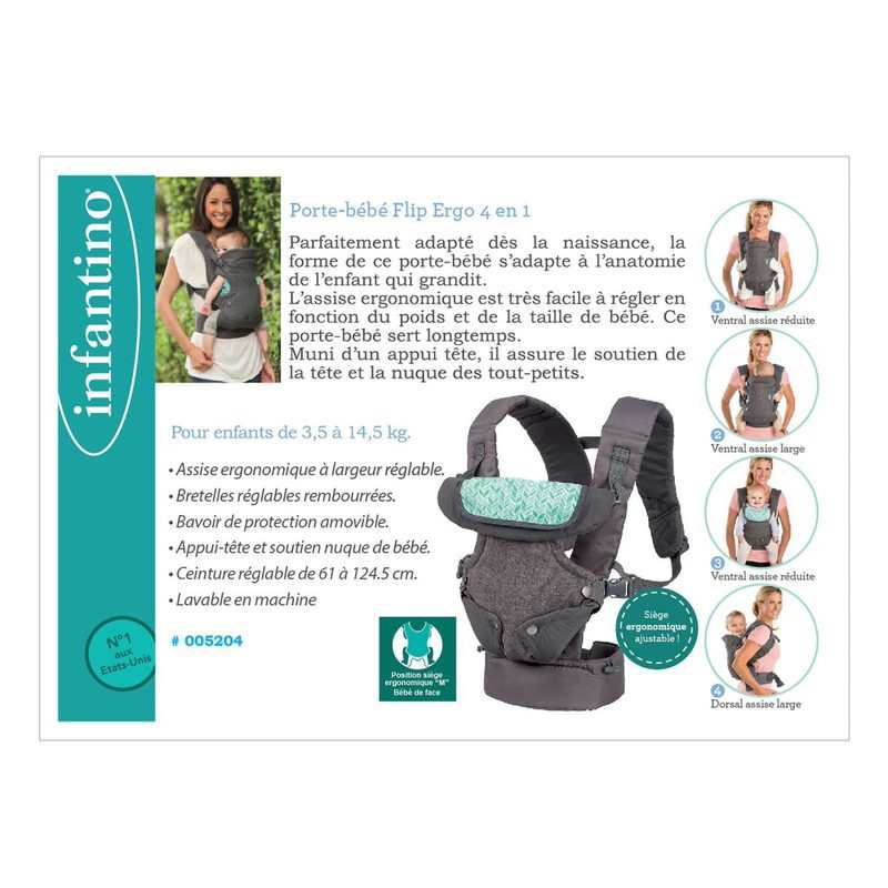 Porte-bébé Flip Ergo 4 en 1 noir Infantino