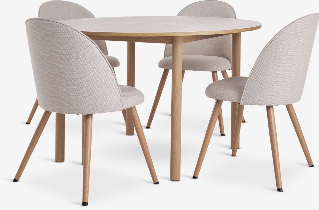 ALSTED THORUP ALSTED Ø120 oak table 4 THORUP beige chair