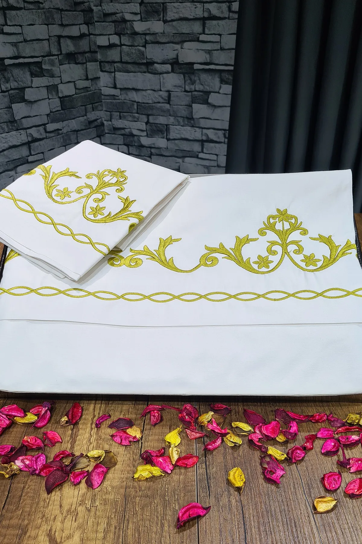 Çeyiz Diyarı  Ottoman-Bettbezug-Set, bestickt, 100 % Baumwolle, 6-teilig, Creme