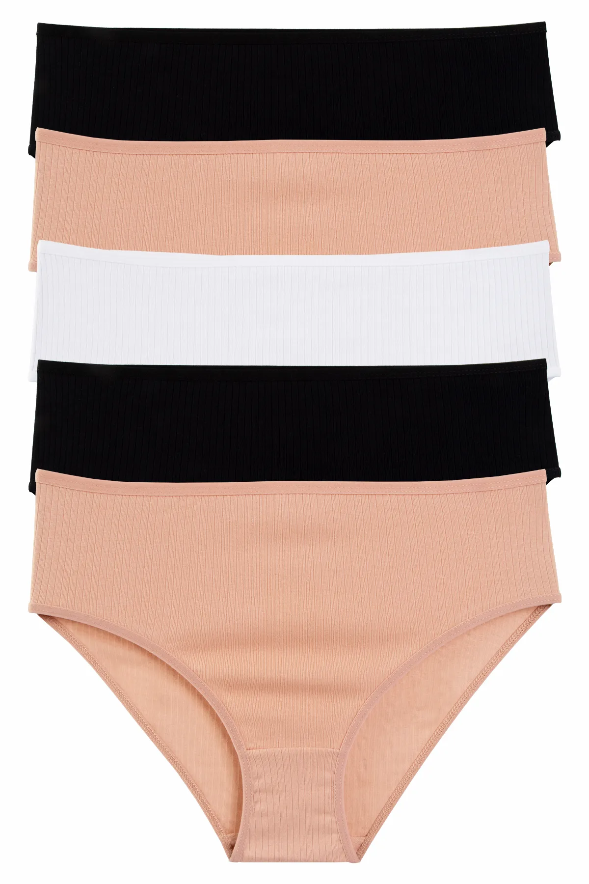 Nicoletta  Damenhöschen 5er-Pack Lycra-Unterhemd aus gerippter Baumwolle MIXCOLOR