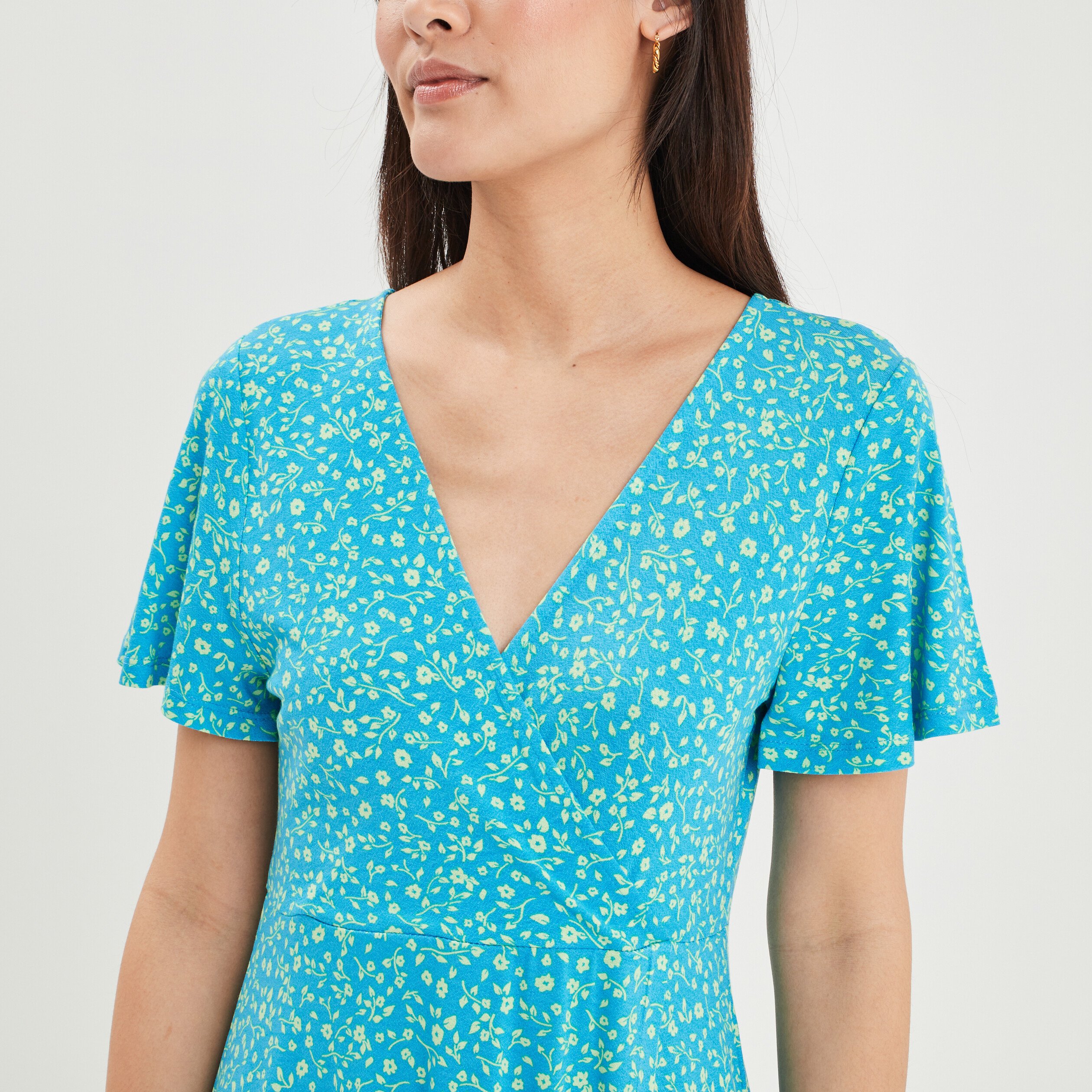 Robe patineuse manches courtes bleu femme | La Halle