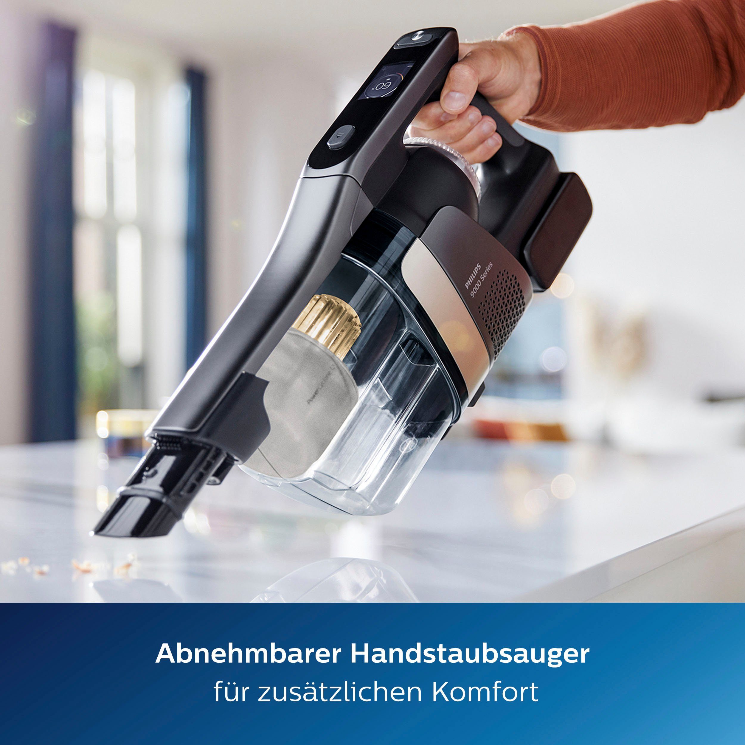 Philips Nass-Trocken-Akkusauger AquaTrio Cordless 9000 Series XW9383, 3-in-1 Saugen und Wischen in einem Zug