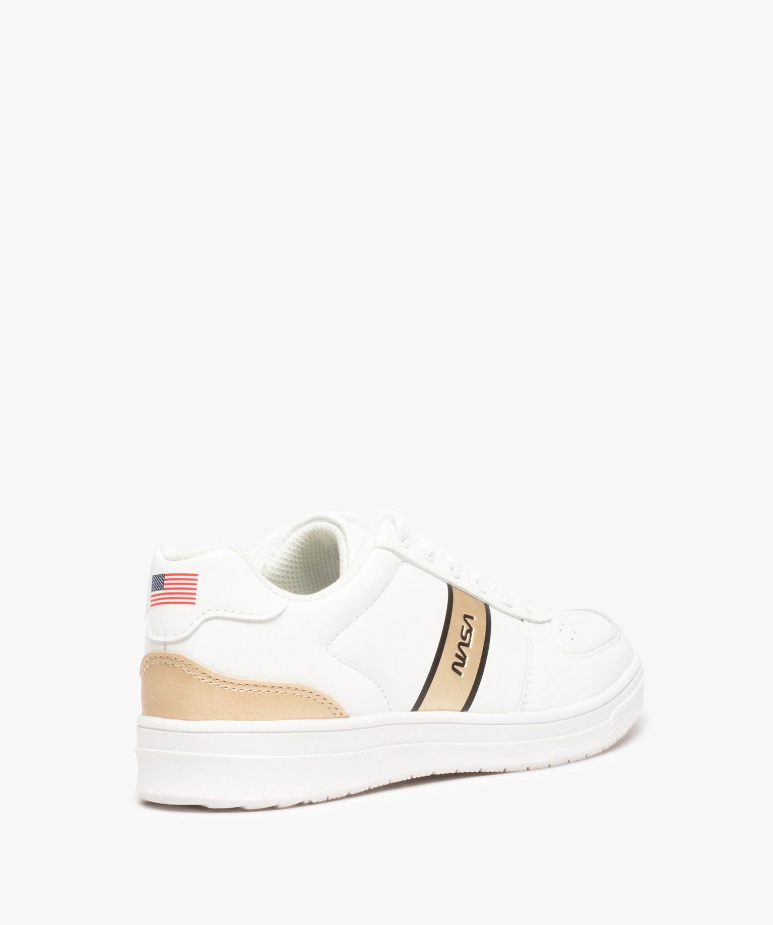 Baskets femme à lacets et bande contrastante - Nasa blanc | GEMO