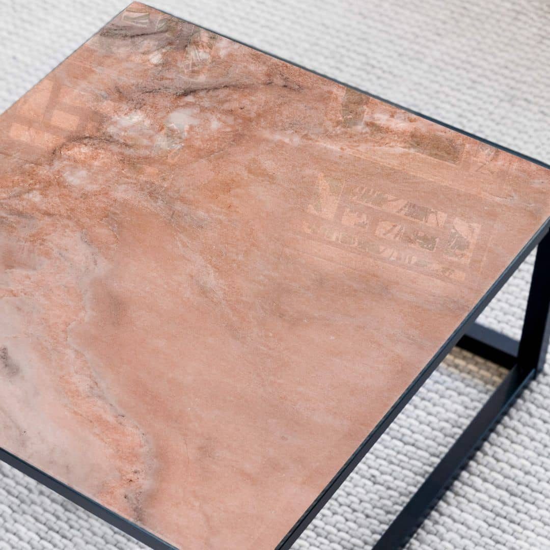 K&L Wall Art Arbeitsplatte Glas Tischplatte Vintage Marmor Rosa Steinoptik Glastisch Wohnzimmer