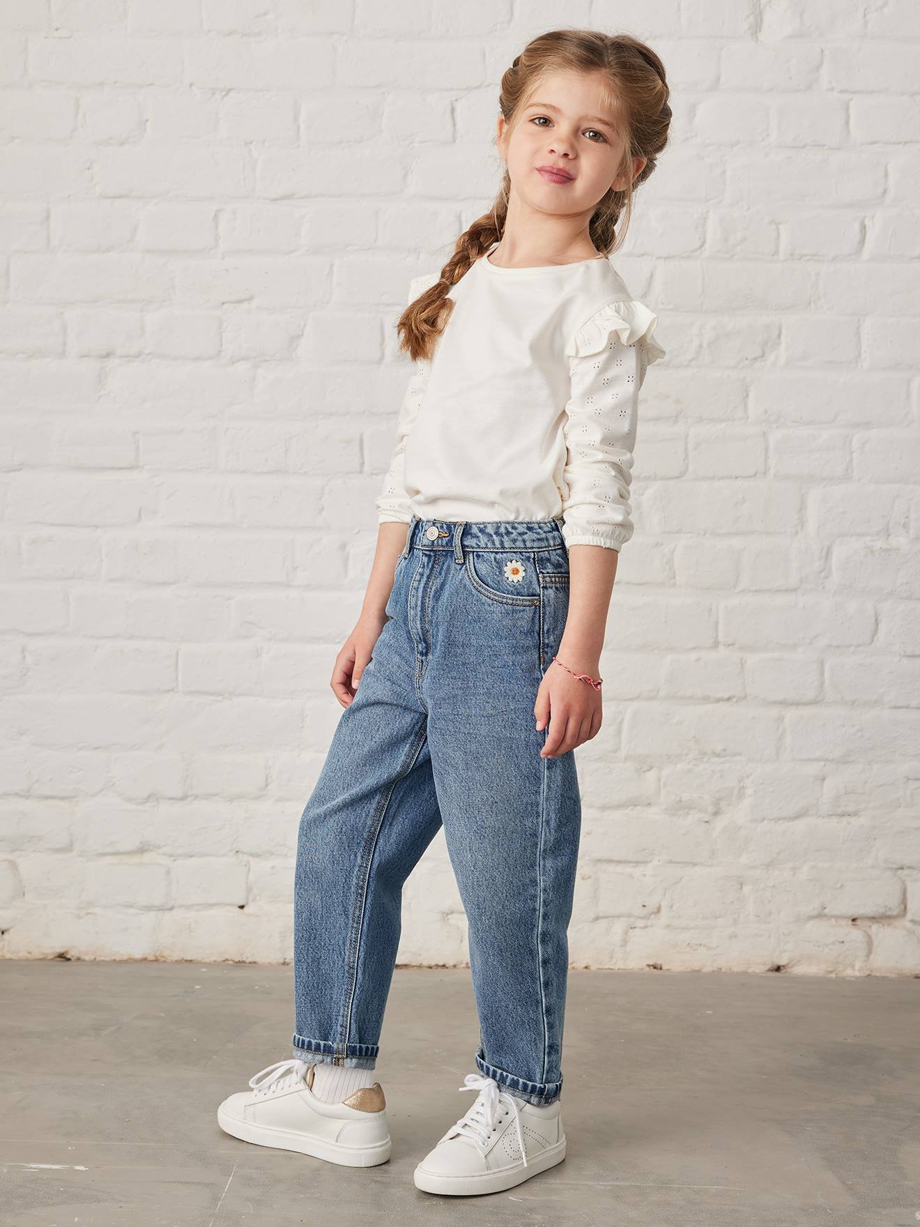 Jean loose boyfriend fille. stone