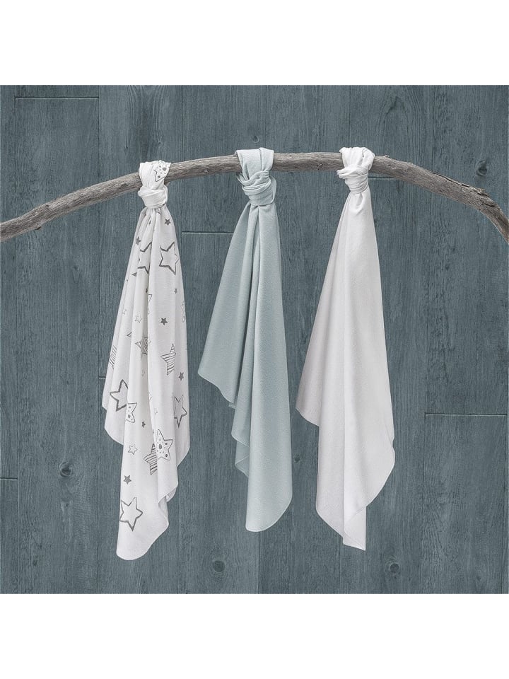 Makian Moltontuch 3er Pack - Sterne - Weiß Grau in weiss,grau günstig kaufen onesize