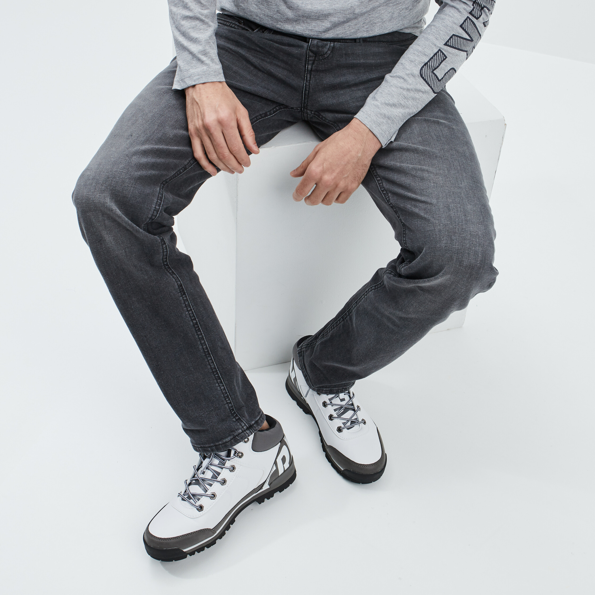 Bottines plates Creeks blanc homme | La Halle