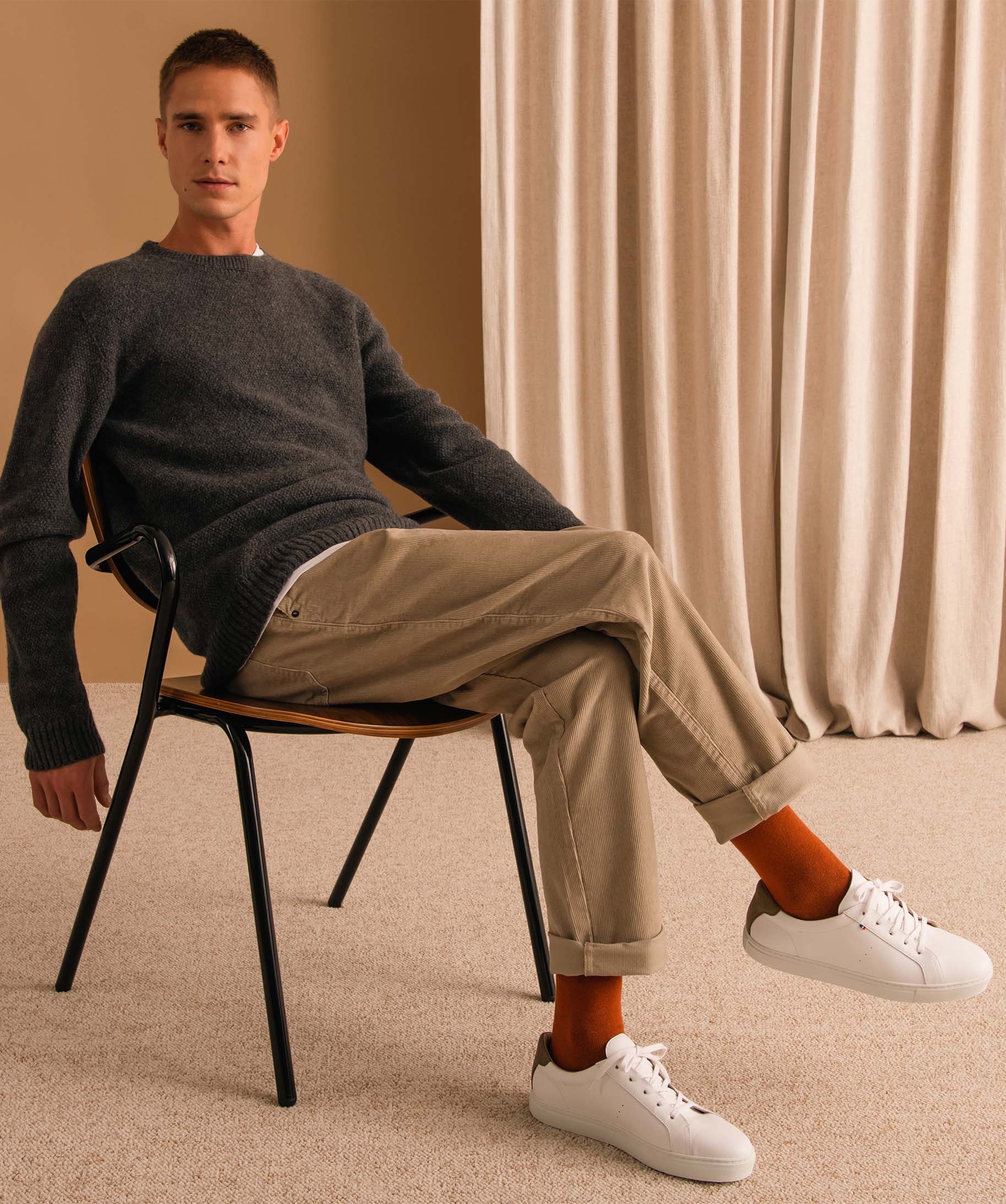 Pull homme contenant de la laine en maille 3D innovante gris fonce | GEMO