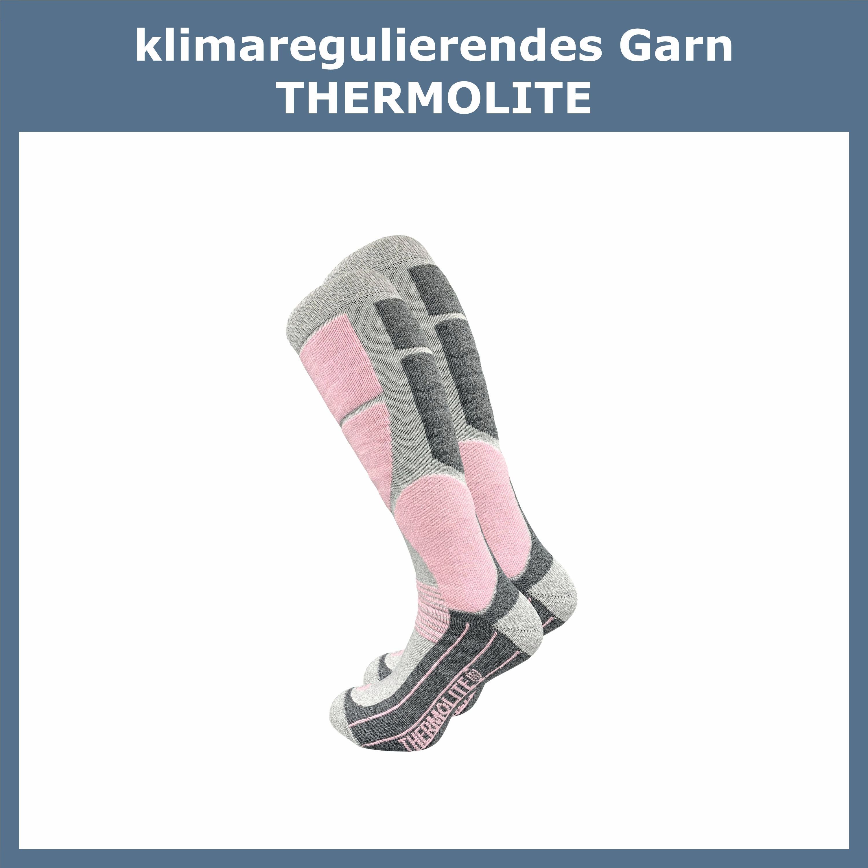 GAWILO Skisocken für Damen mit Spezialpolsterung und wärmender THERMOLITE® Funktion (2 Paar) auch für Snowboard, Trekking oder als Thermosocke geeignet