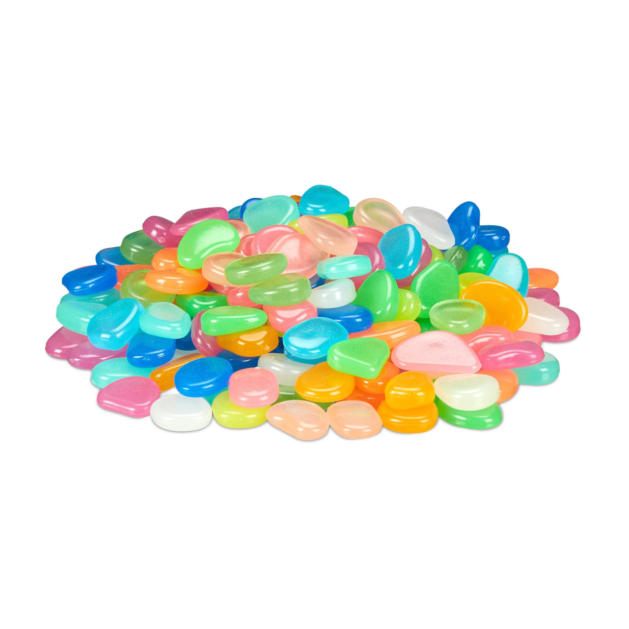 relaxdays Dekosteine Leuchtsteine 200er Pack Farbmix