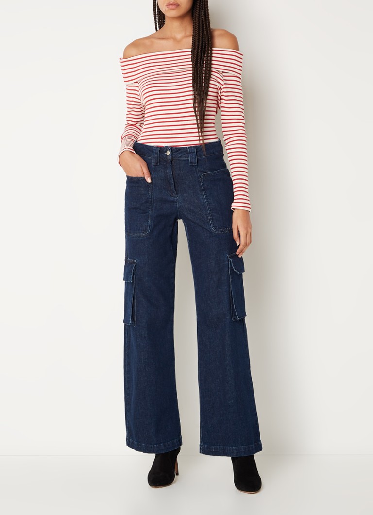ba&sh Sissi off shoulder top with stripe print