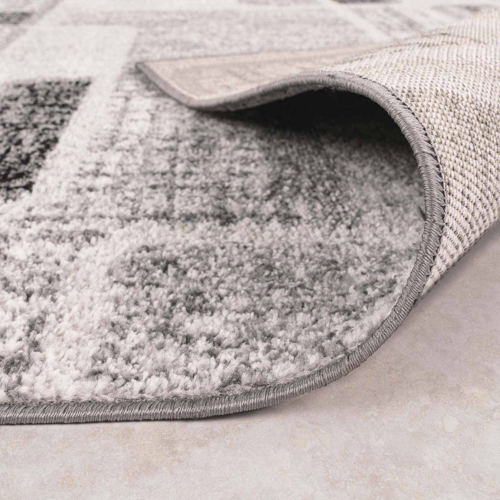 Teppich Moderner Teppich Aragon 56 kariert Retro, TaraCarpet, rechteckig, Höhe: 13 mm, kariert Retro grau Wohnzimmer Schlafzimmer Esszimmer 080X150 cm
