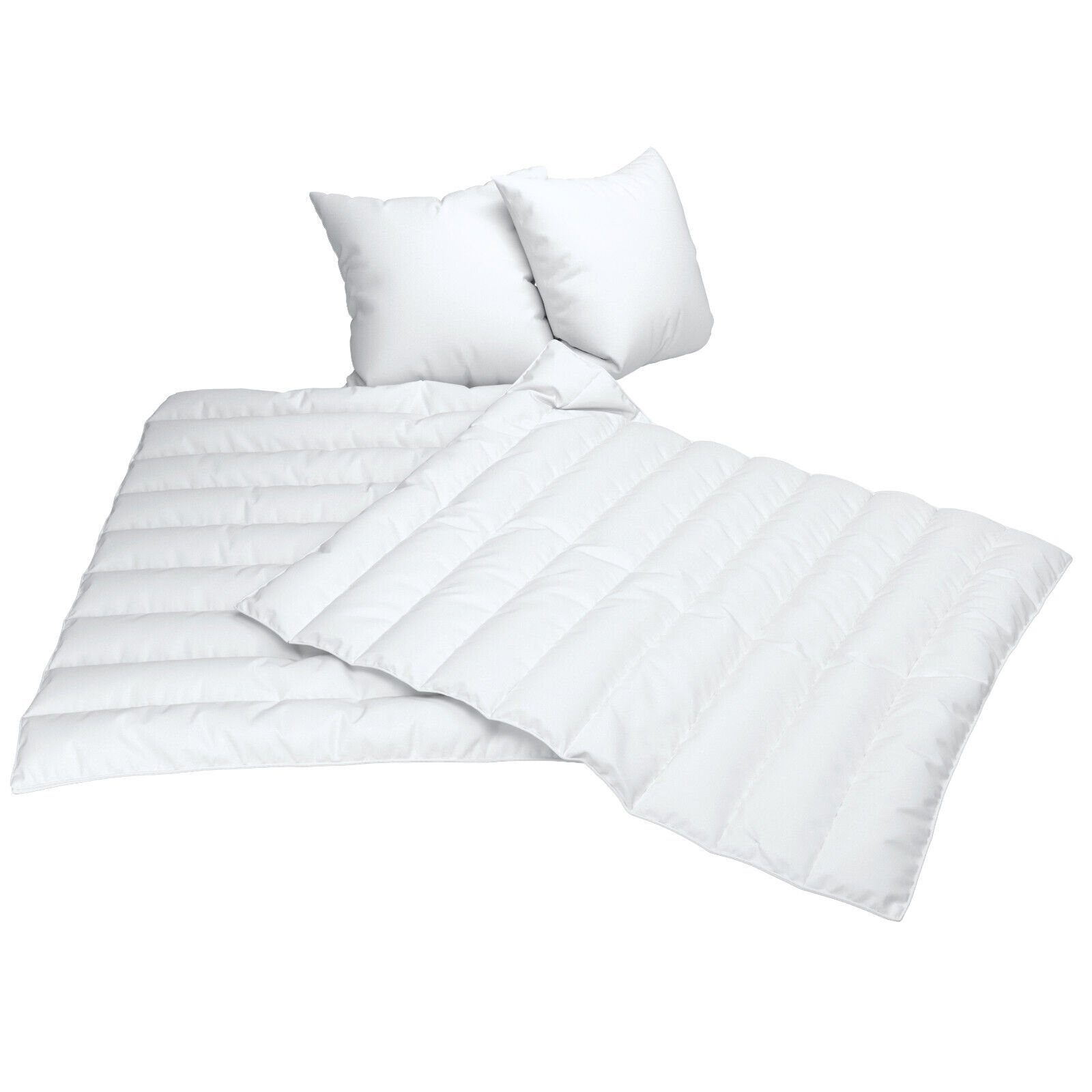 Bettdecke + Kopfkissen, 2-teilig oder 4-teilig, Ganzjahres Bettenset 135x200/80x80cm, Jekatex, Füllung: Stepptbett: 100% Polyester Kopfkissen: 100% Polyester, Schlafkomfort fürs ganze Jahr!