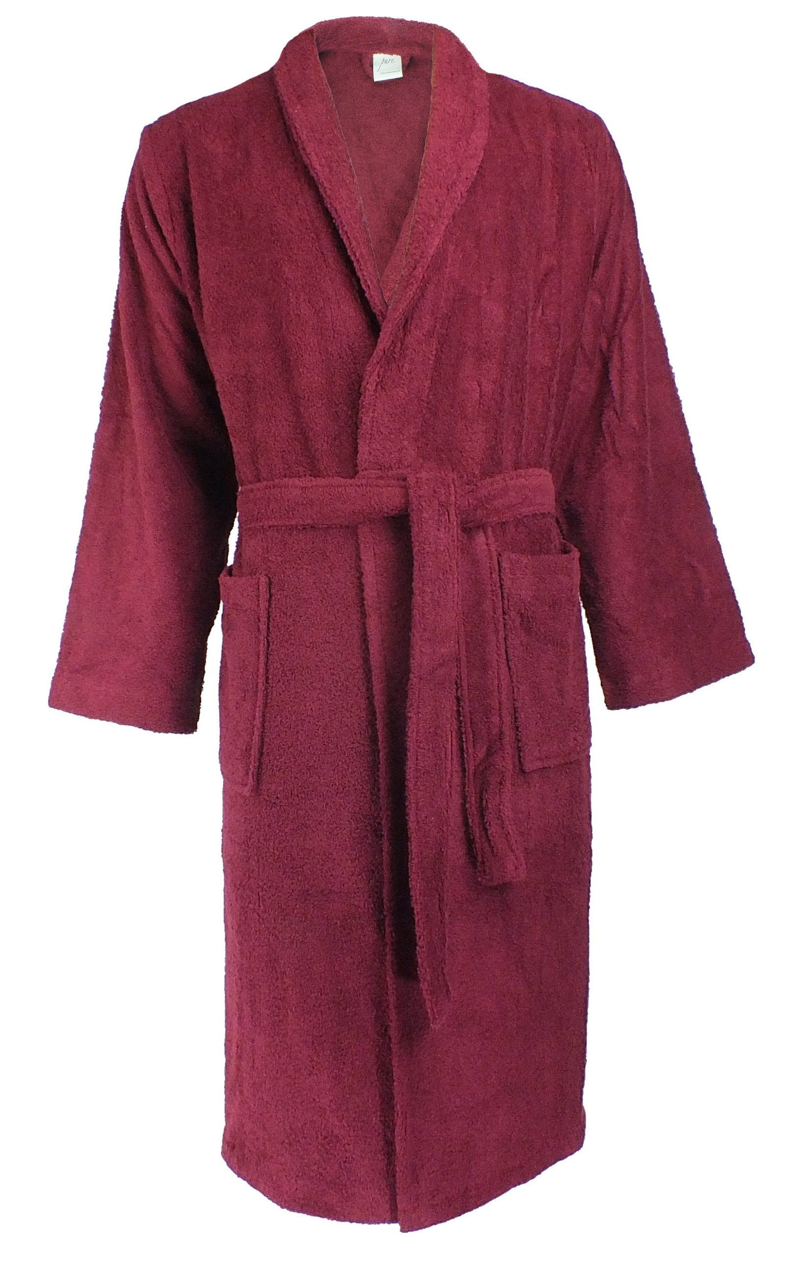 Lasa Home Unisex-Bademantel, Langform, Baumwolle, Schalkragen, Gürtel, verschiedene Farben