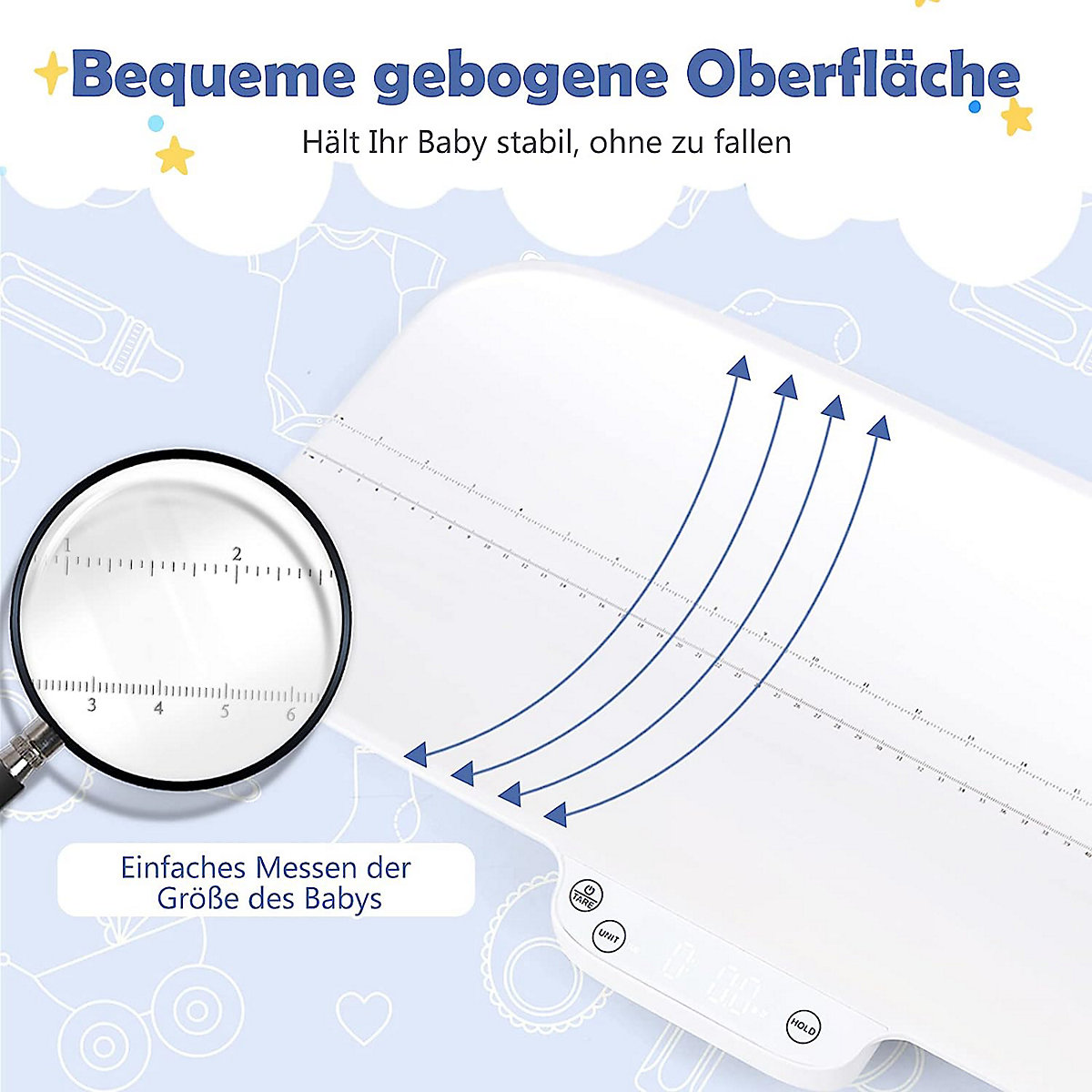 Babywaage Digtal LCD-Bildschirm bis 30kg 4 Messmodi