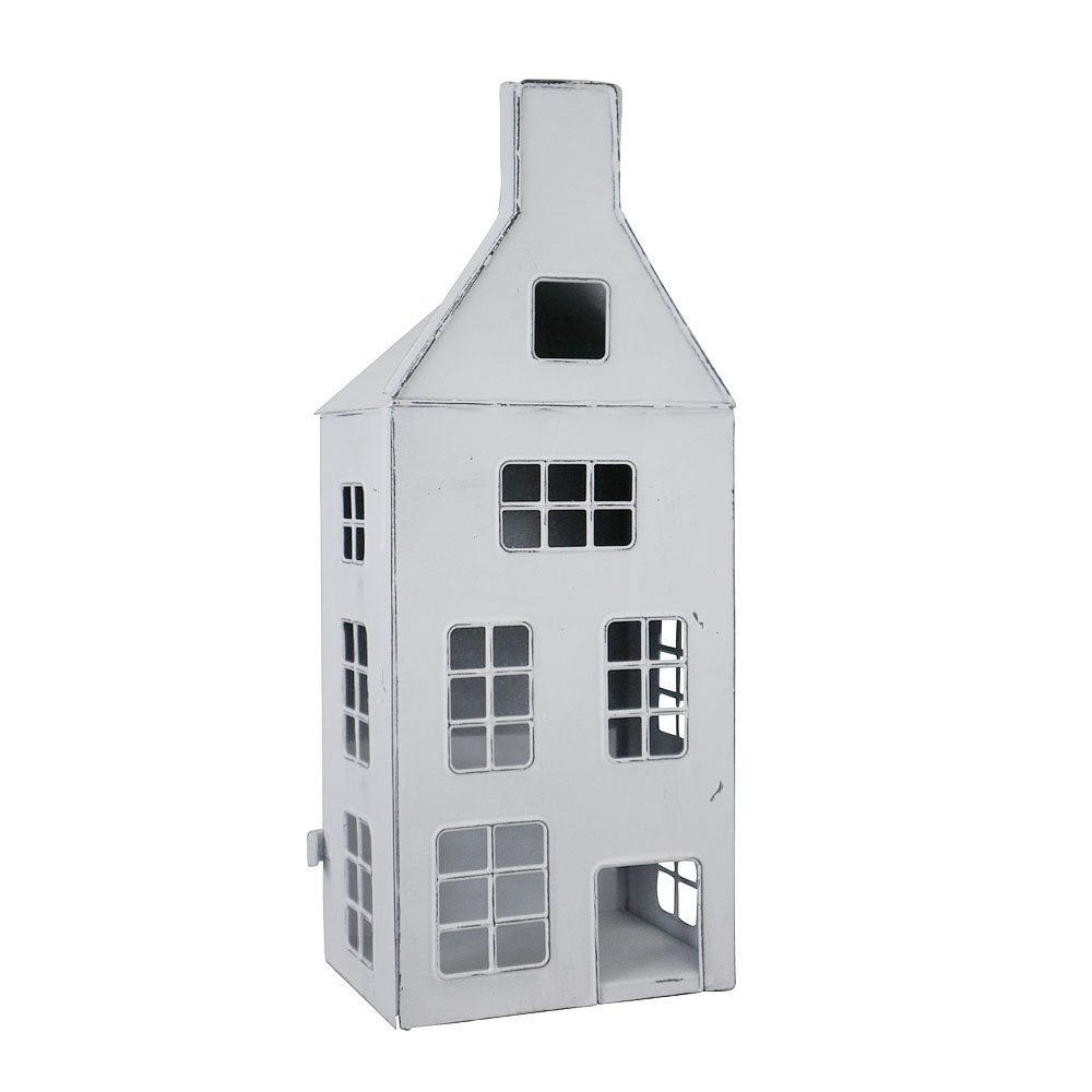 Grafelstein Teelichthalter Laterne MAISON weiß shabby chic Metallhaus beleuchtet H33cm Dekohaus