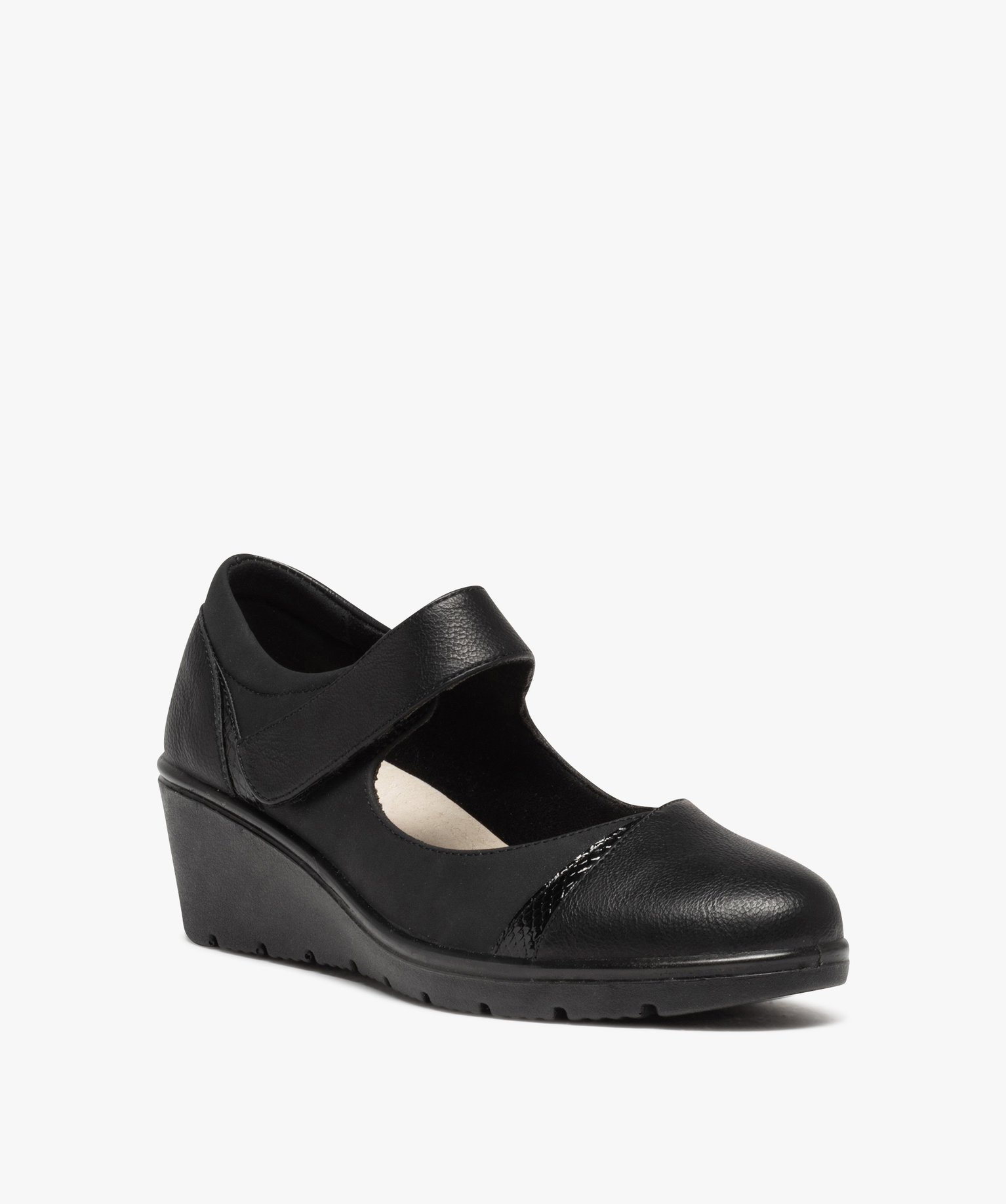 Sandales femme compensées détails strass et métallisés noir | GEMO