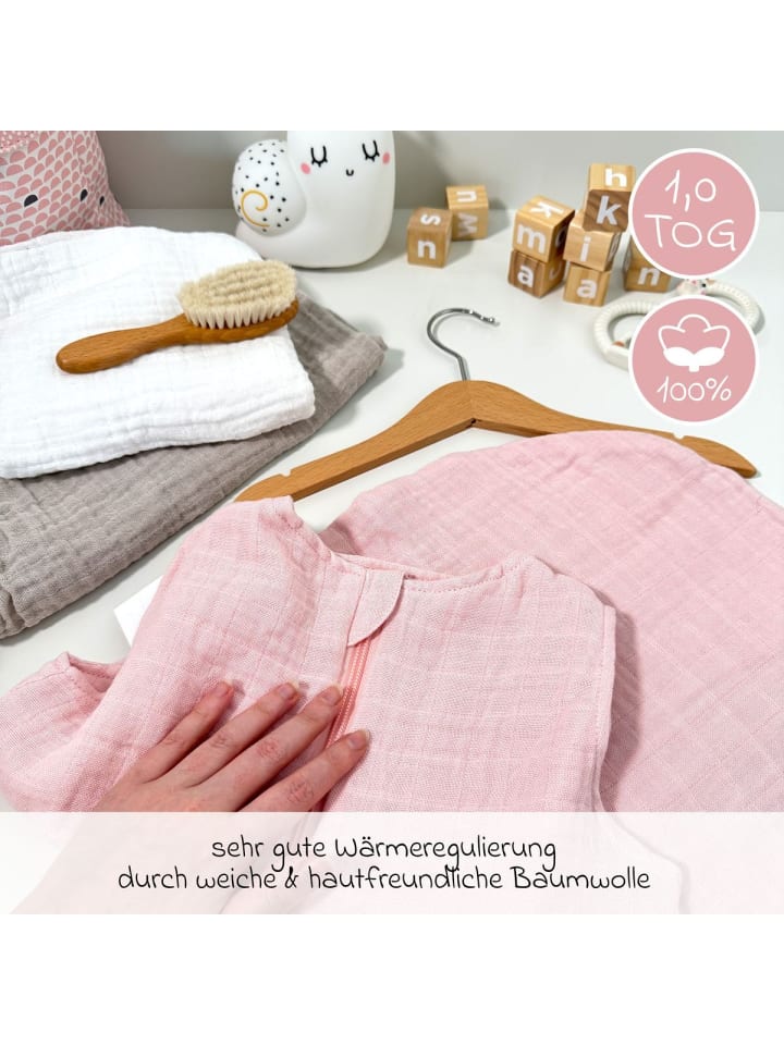 Makian Musselin-Schlafsack - Puder - Gr. 60 cm in rosa günstig kaufen