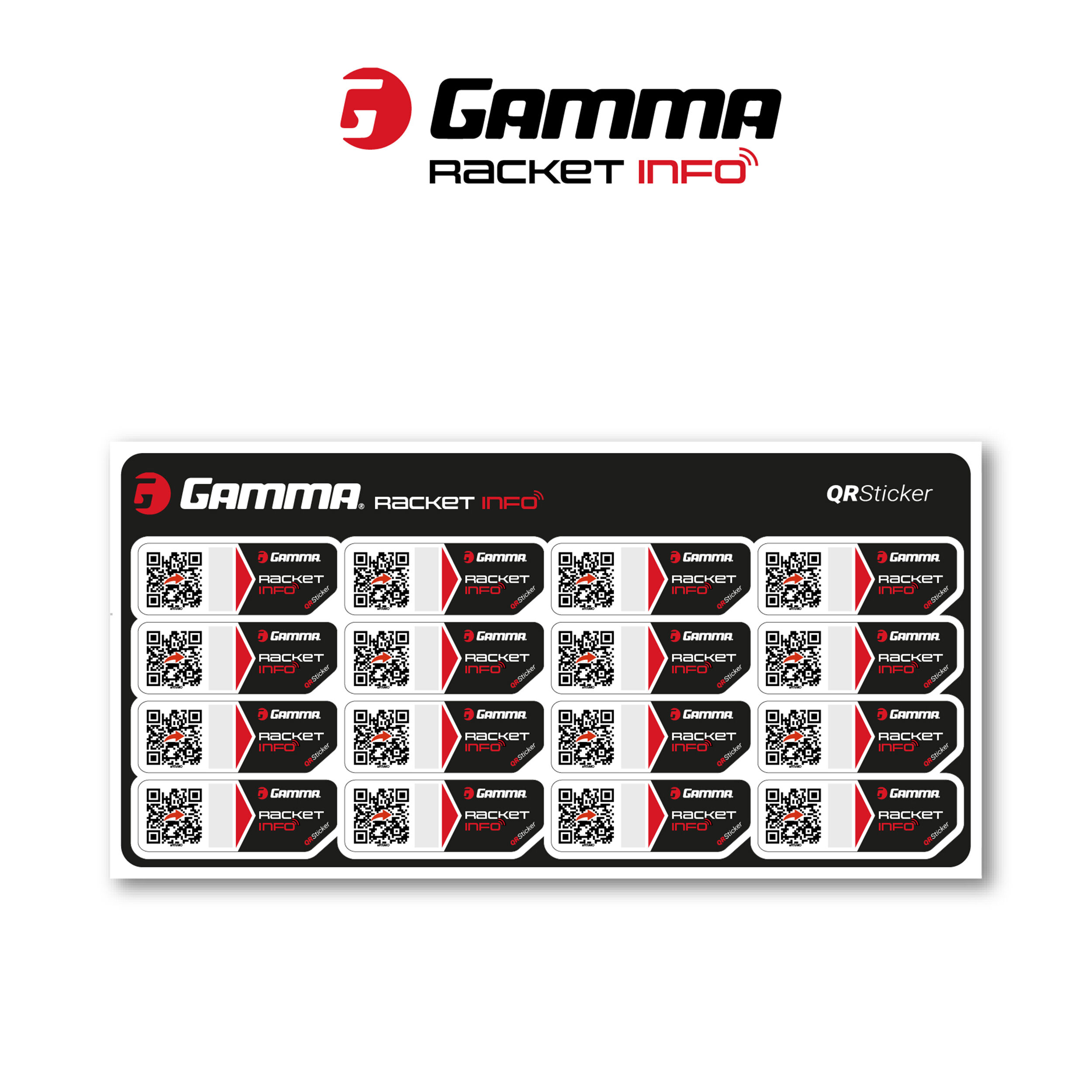 Gamma Racket Info Besaitungsaufkleber 16er Pack - Schwarz