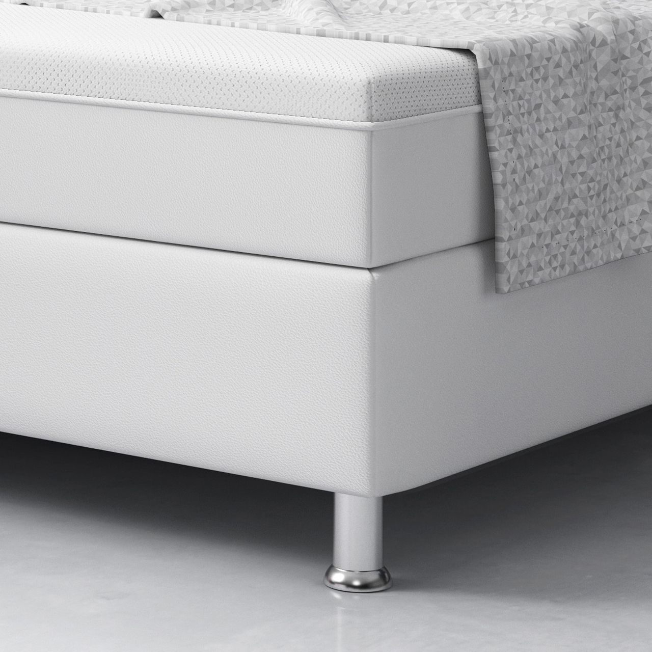 IHG Boxspringbett MILANO 180x200 Kunstleder Weiss TYP 6 mit integriertem Topper
