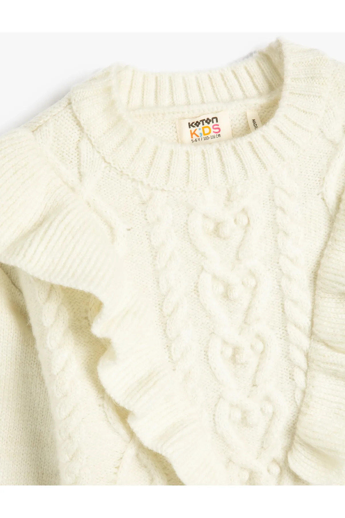 Koton  Pullover mit gekräuseltem, langärmligem Haargeflecht, detailliert, weich strukturiert