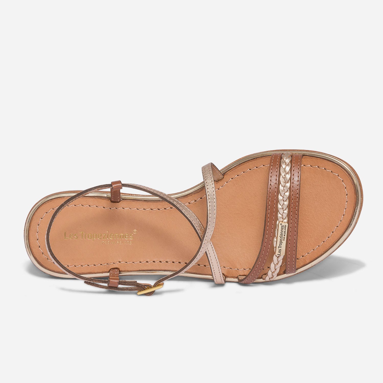 Sandale LES TROPEZIENNES par M.Belarbi camel et or en cuir