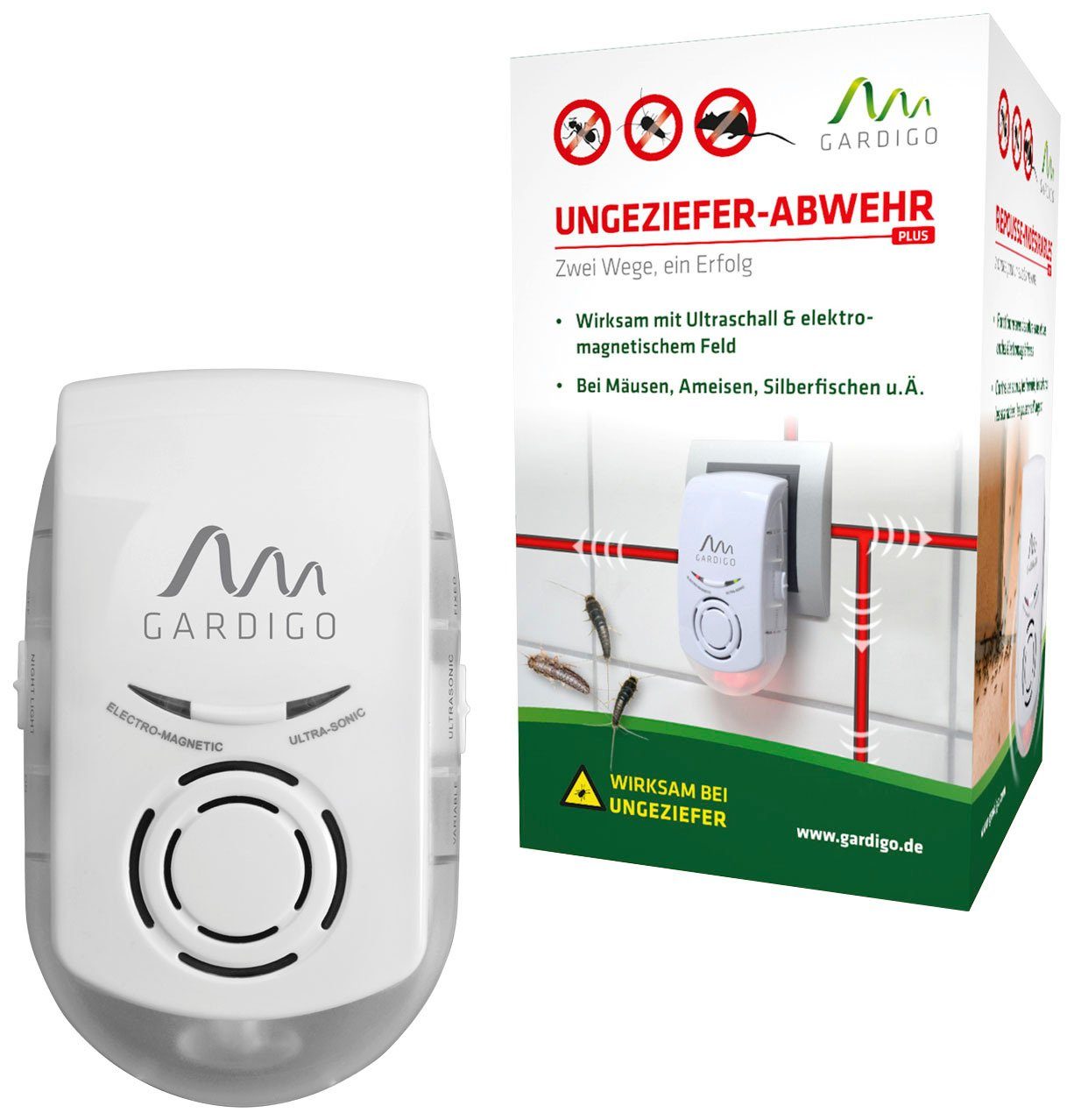 Gardigo Ultraschall-Tierabwehr Ungeziefer-Abwehr Plus