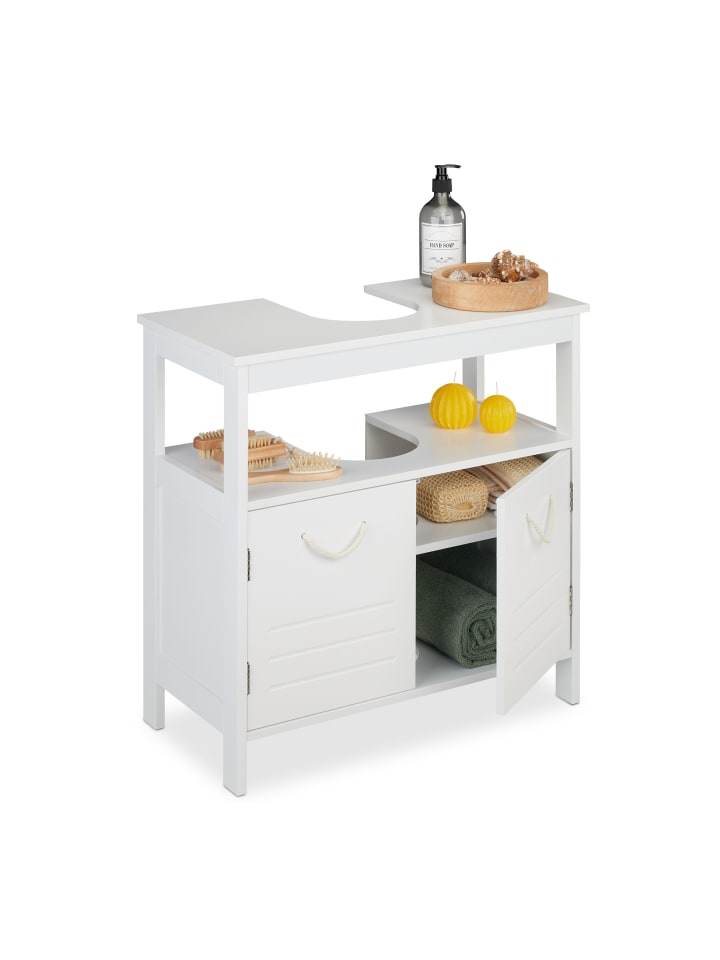 relaxdays Waschbeckenunterschrank in Weiß - (B)60 x (H)60 x (T)30 cm günstig kaufen onesize