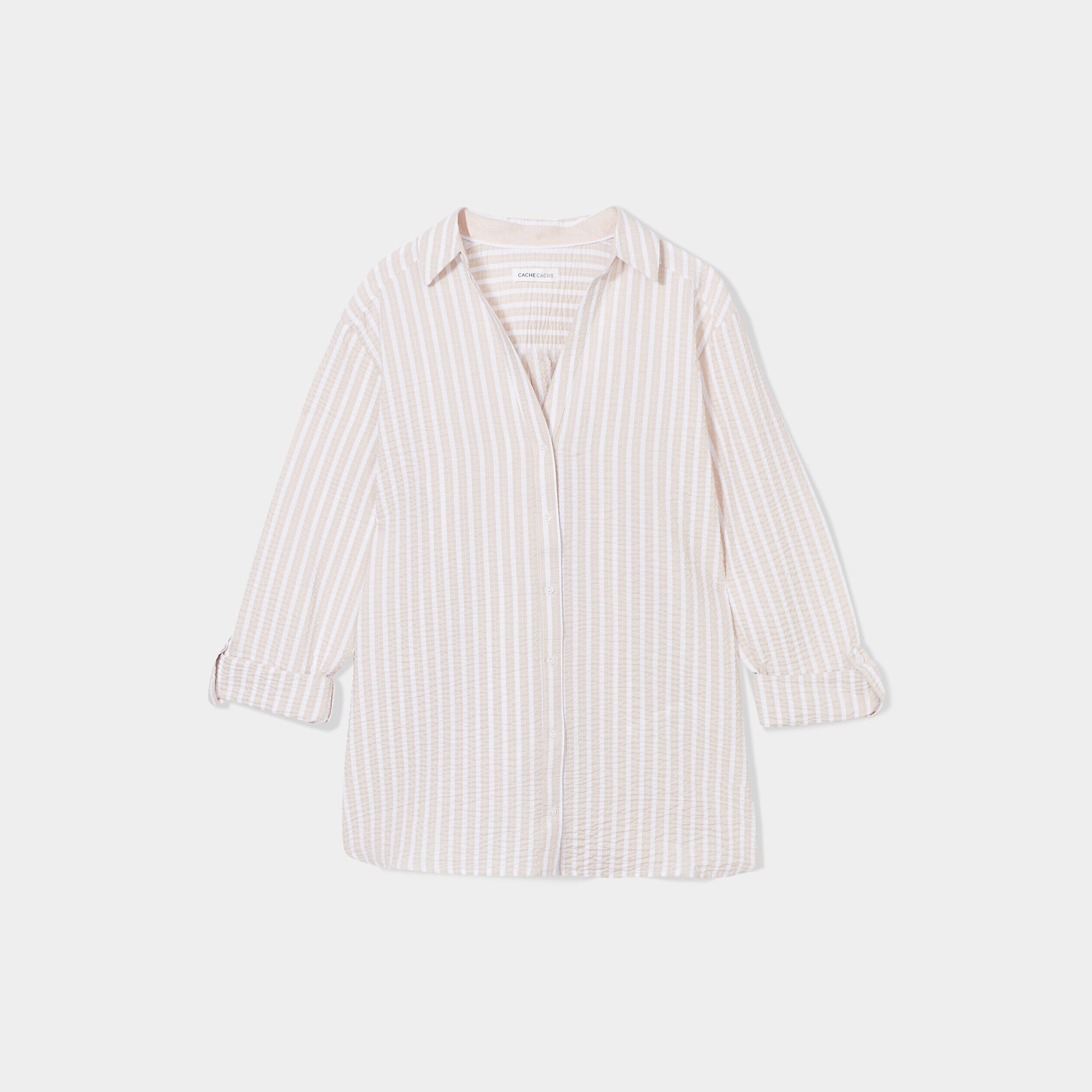 Chemise manches 3/4 blanc femme | Cache Cache