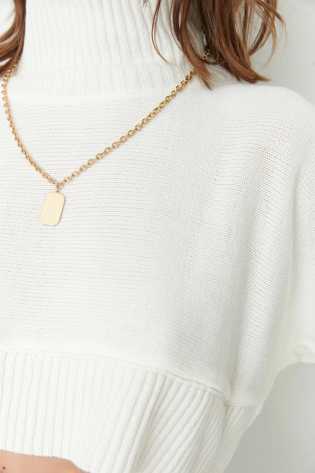 Trendyol Collection  Ecru Super Crop Basic Strickpullover TWOAW21KZ0163