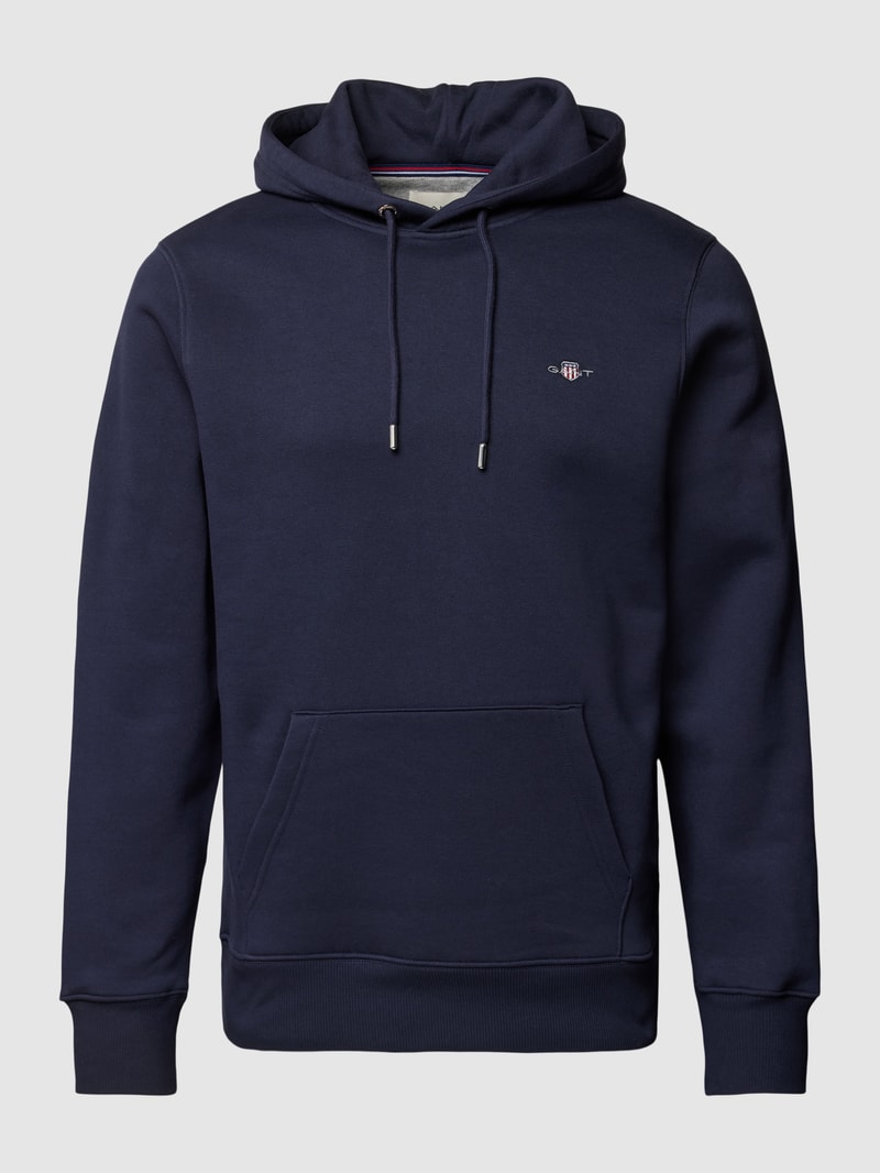 Hoodie mit Label-Stitching Modell 'SHIELD' in marineblau