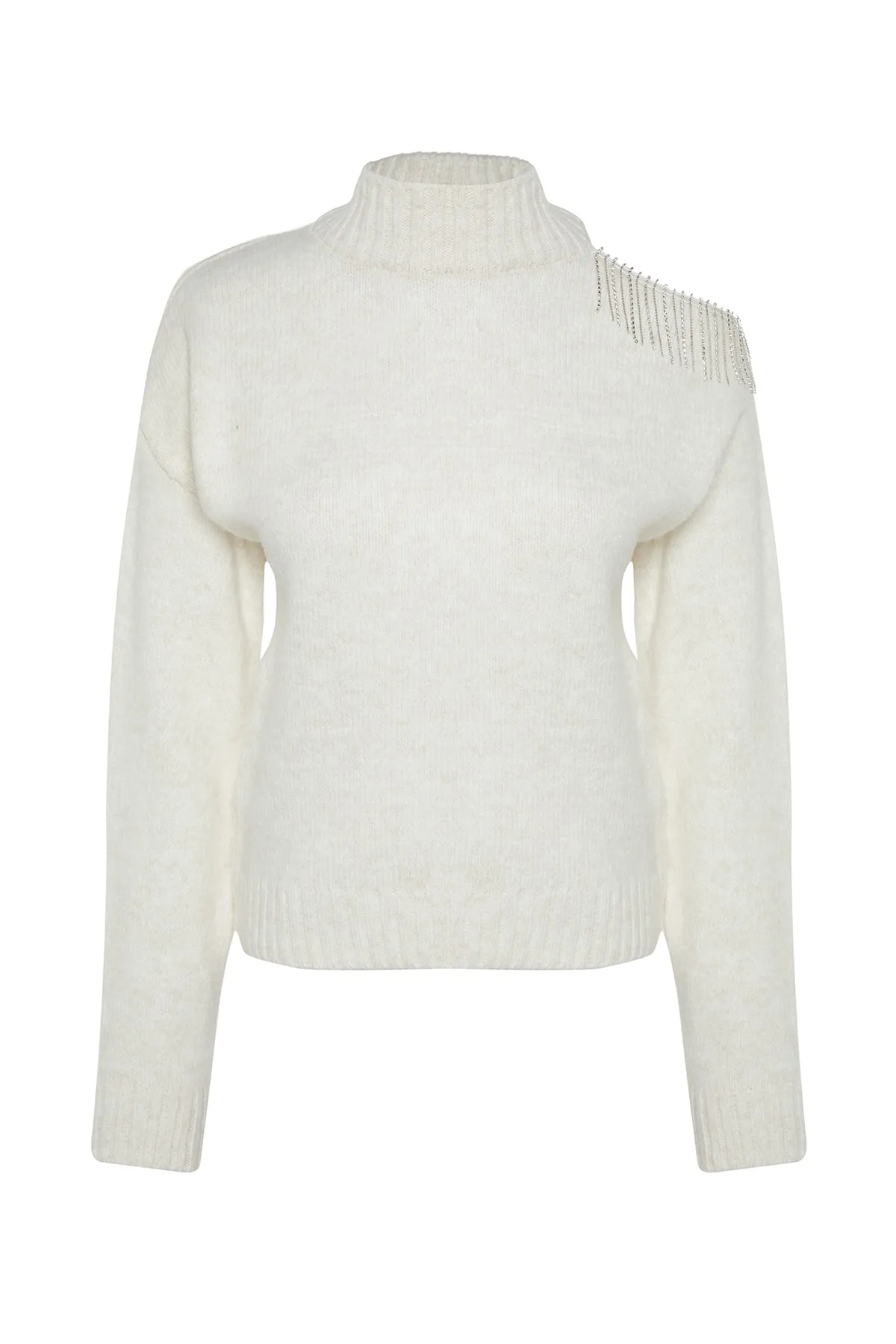 Trendyol Collection  Steinfarbener Strickpullover mit Stehkragen TWOAW24KZ00120
