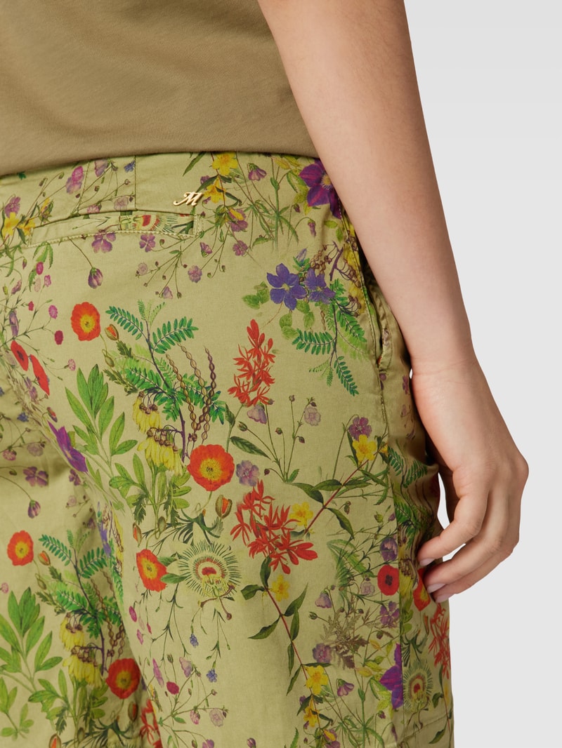 Bermudas mit Allover-Muster Modell 'JACQUELINE CURVY' in olivgrün