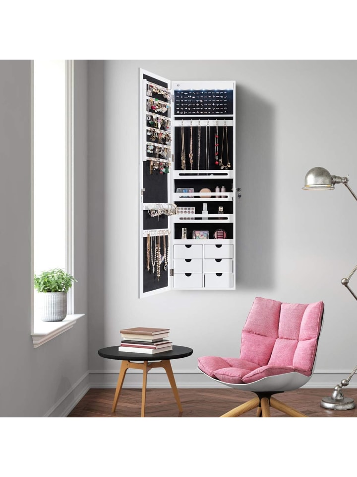COSTWAY Schmuckschrank mit LED in Weiß günstig kaufen 120 cm