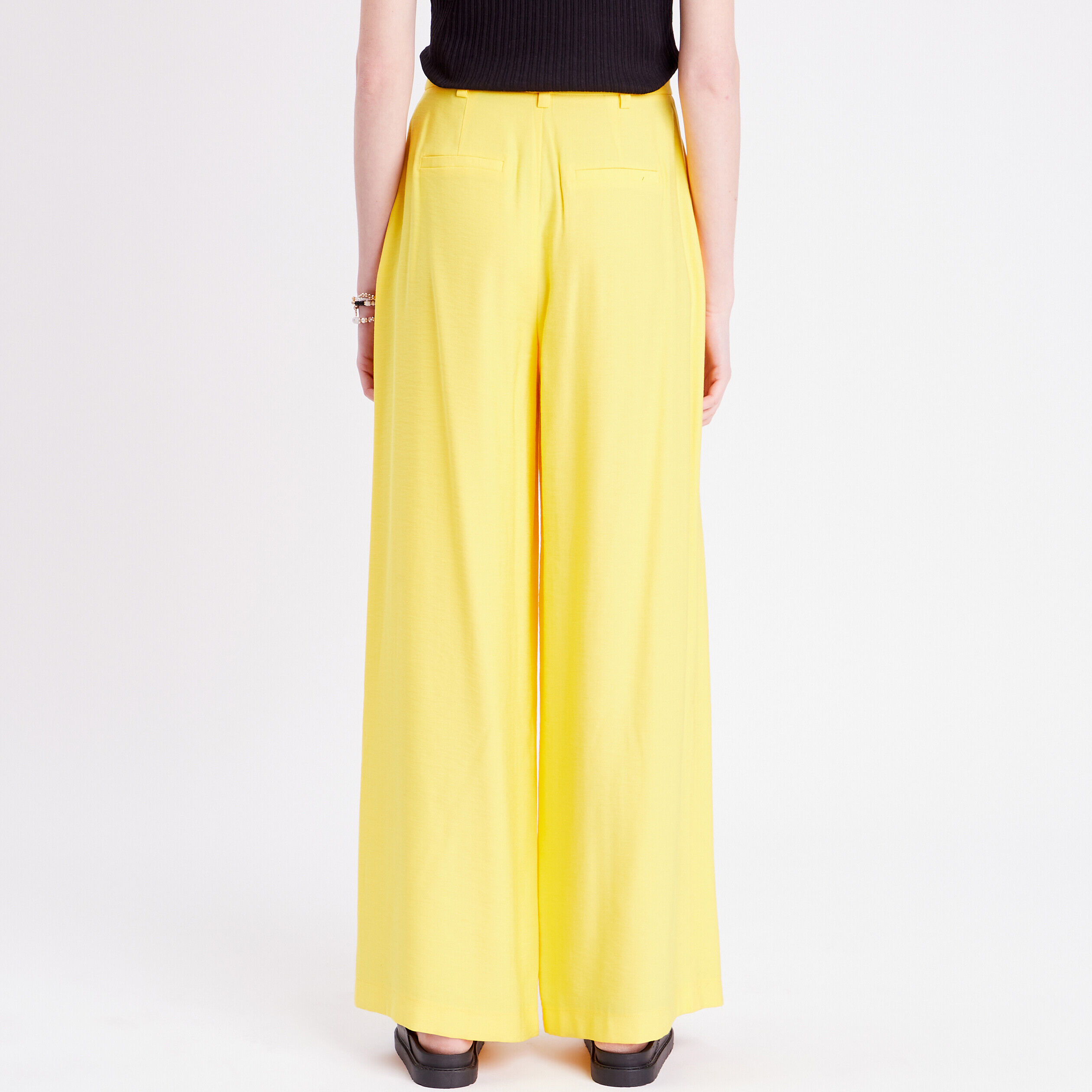 Pantalon jambes larges jaune fluo femme | Cache Cache