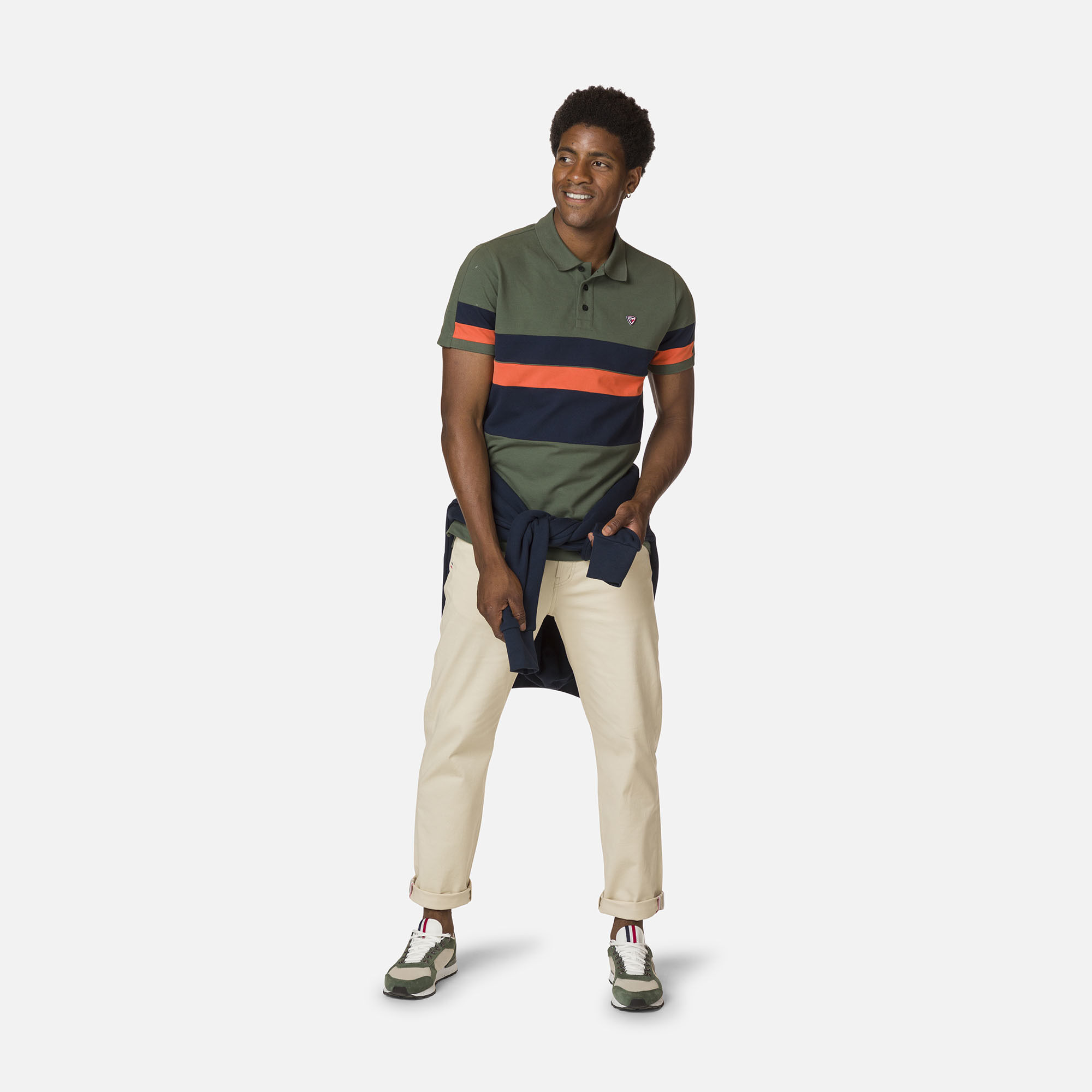 Polo logo rayé homme