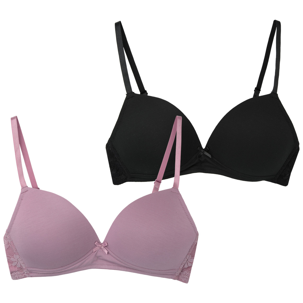 2 Damen Soft-BHs mit Spitze