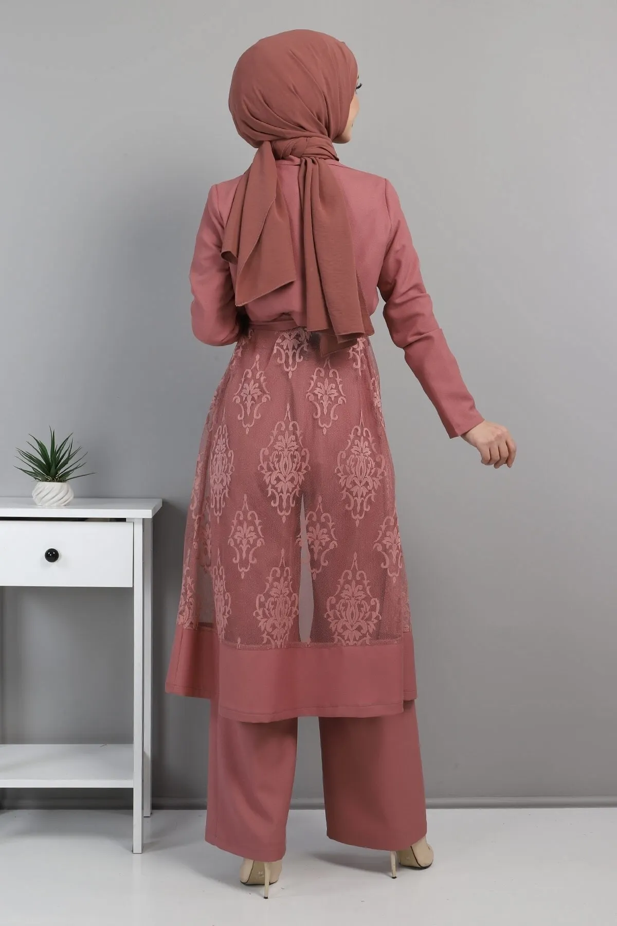 Modamihram  Spitzenanzug Dusty Rose 8543