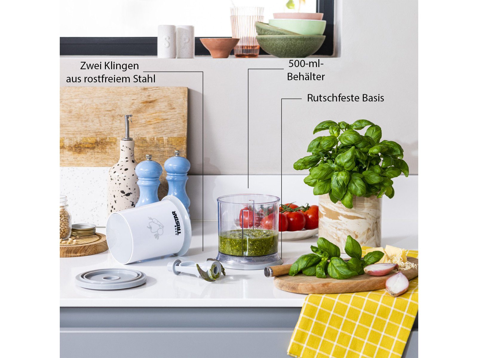 Tristar Zerkleinerer, 200 W, Elektrischer Food Chop-per Mehrzweck Zwiebel Gemüse-Schneider Mixer