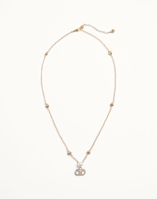 Colar com a assinatura VLogo em metal, pérola e cristais Swarovski®