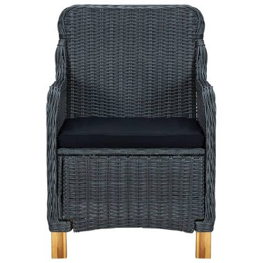 vidaXL Gartenstuhl Gartenstühle mit Kissen 2 Stk. Poly Rattan Dunkelgrau (2 St)