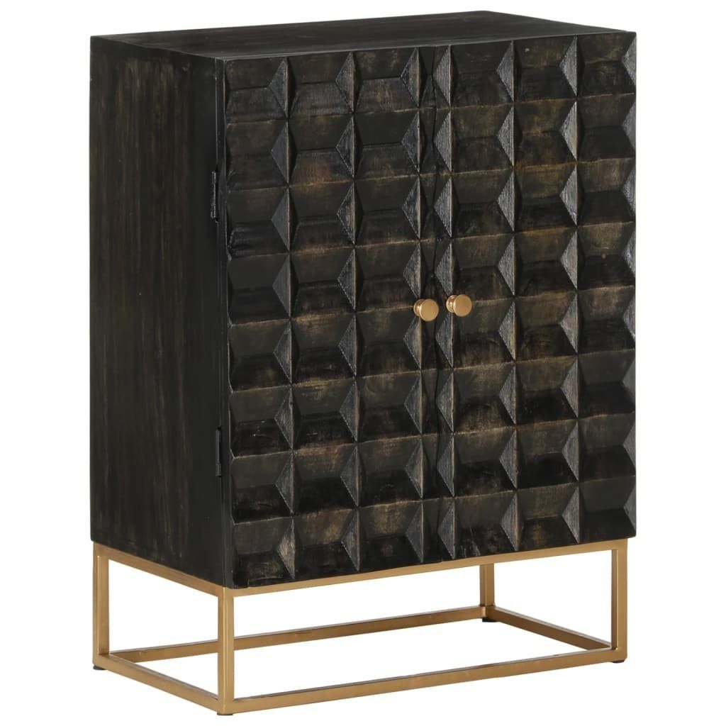 vidaXL Sideboard Sideboard Schwarz 55x34x75 cm Massivholz Mango und Eisen (1 St)